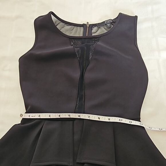 Guess Cocktail Sheer Front & Back Peplum Mini Dress Black Small - Picture 10 of 16